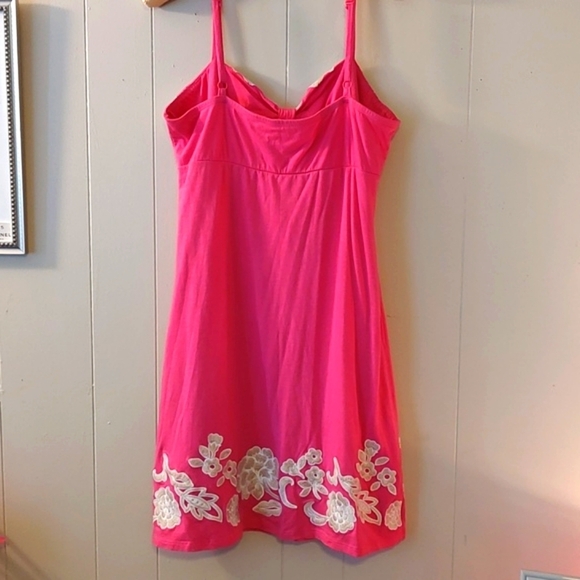 Embroidered PINK Spaghetti Strap MINI DRESS SZ LARGE - Picture 5 of 10